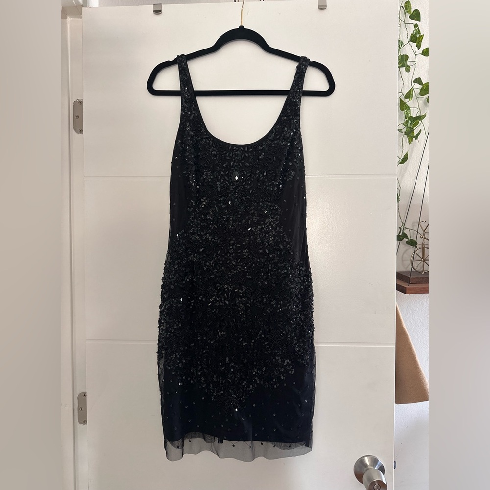 Adrianna Papell Black Sequin Mini Dress